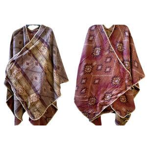 Express Aztec Design Reversible Southwestern Sweater Woven Poncho Shawl Onesize